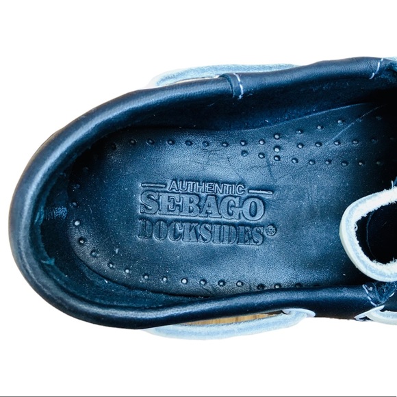 Authentic Sebago Dockside’s Navy and White Leather Loafers Women’s Size 7.5 - Picture 3 of 8